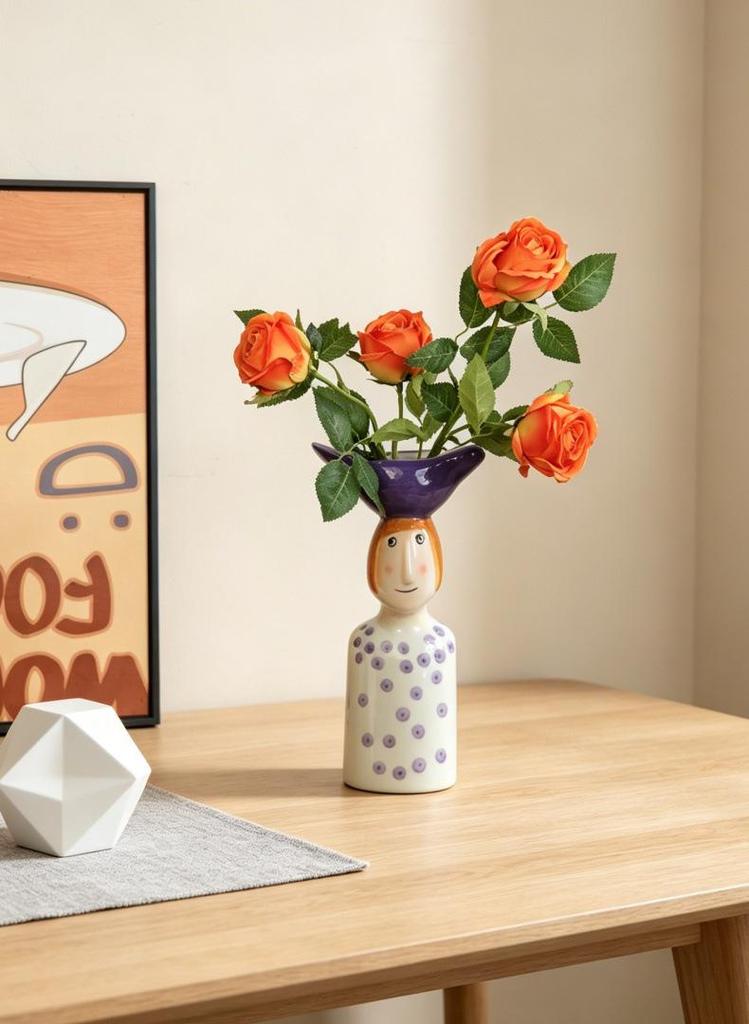 Künstlerische kleine Keramikvase für Zuhause oder Bürodekoration - Perfekt für Trockenblumen