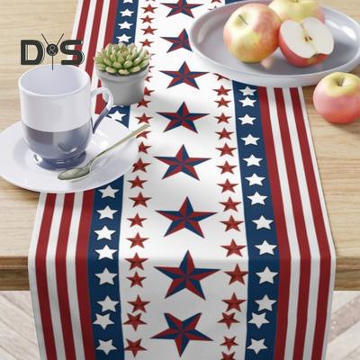 Tischläufer zum 4. Juli, USA-Sterne/Streifen-Muster, Tischläufer, Unabhängigkeitstag, patriotische Dekoration für den Gedenktag, Heimküche, Esstischdekoration