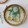 21cm Vine Woven Shell Tray, Handmade Creative Woven Colorful Shell Mosaic Tray, Snacks Fruit Cake Coffee Table Decor