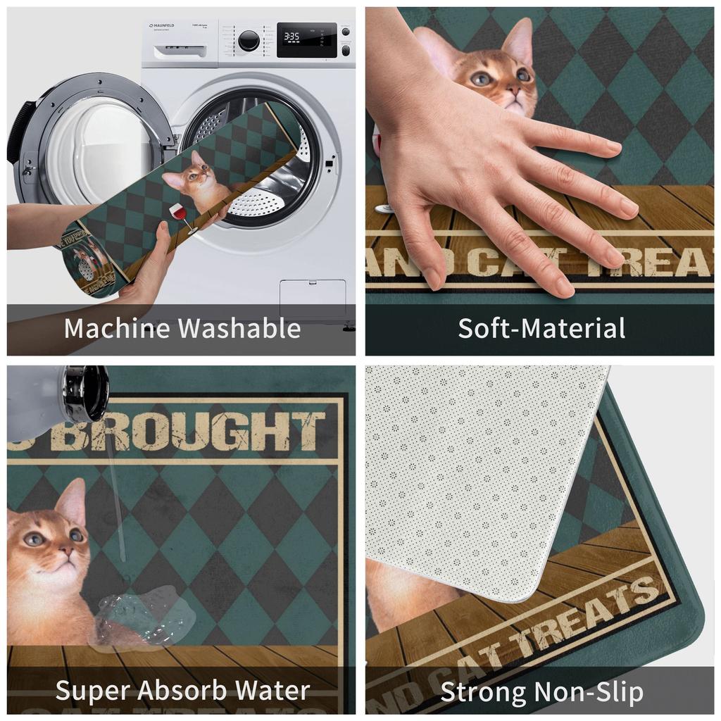 Hope You Brought Wine And Cat Treats Front Door Mat Anti-Slip Indoor Absorbent Doormat Kitchen Balcony Entrance Rug Carpet