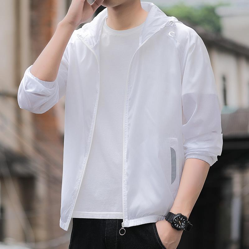 Sunscreen Clothing Men's Summer Thin Breathable UV Protection Hooded Fishing Sunscreen Clothing Casual Ice Silk Couple Jacket