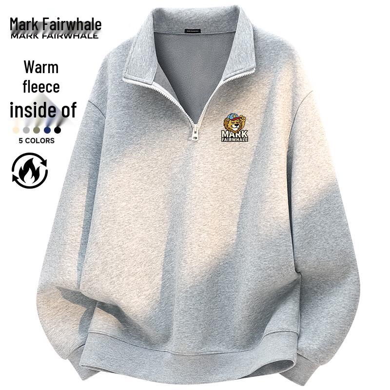 Mark Fairwhale Herren Stehkragen Halb-Zip Sweatshirt
