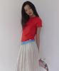 Lonkeu Vivid Slim Span Half Sleeve T-Shirt (Red)