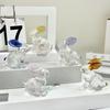 Faux Crystal Easter Bunny Figurine Handmade Clear Glass Rabbit Statue Miniature Animal Sculpture