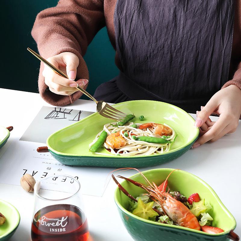 

Креативная тарелка авокадо симпатичная керамическая посуда Бытовая посуда Закусочная тарелка Миска с авокадо Салат Фруктовая тарелка Наборы посуды