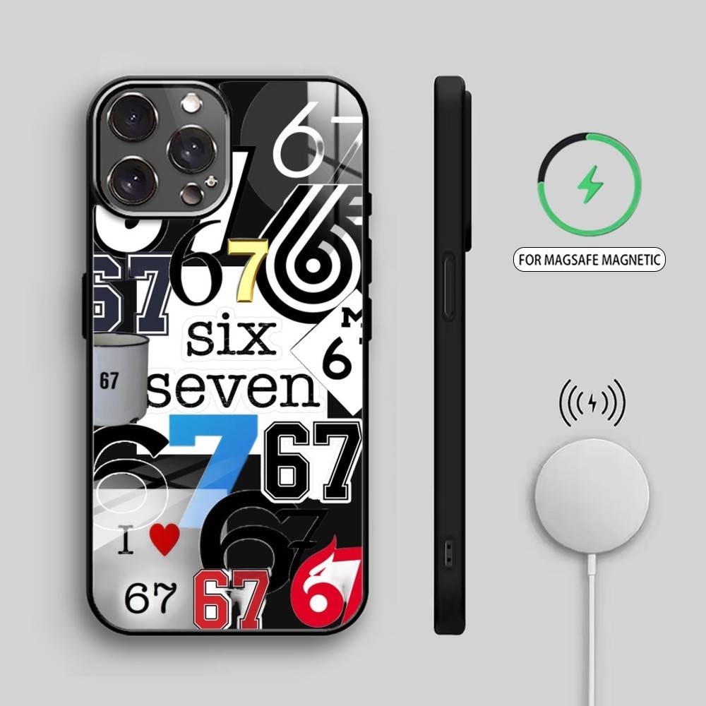 67 S-Six Seven Coque de Téléphone Pour iPhone17,16,15,14,13,12,11 Plus,Pro Max Magnétique Pour Magsafe Chargement Sans Fil