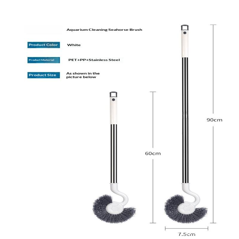 Fish Tank Deep Cleaning Tool Long Handle Plastic Algae Brush for Aquarium Glass Corner Gap Dirt Removal