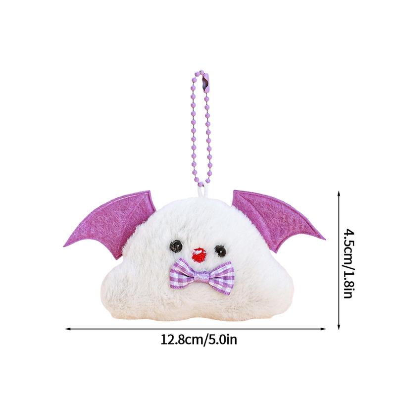 Kawaii Plush Ghost Keychain Cute Animation Bat Spooky Keychain Accessories Couple Keyring Bag Charms Car Key Ring Present For Friends