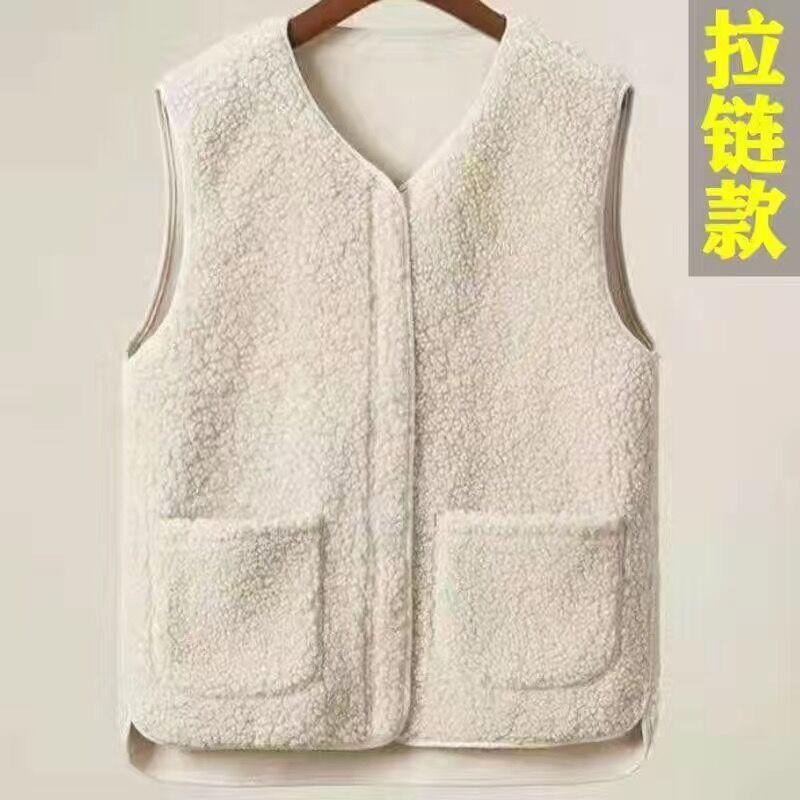 Middle-aged and Old Vest Female Grandma Cotton Vest Velvet Thickened Vest Winter Mother Warm Vest Jacket Outside