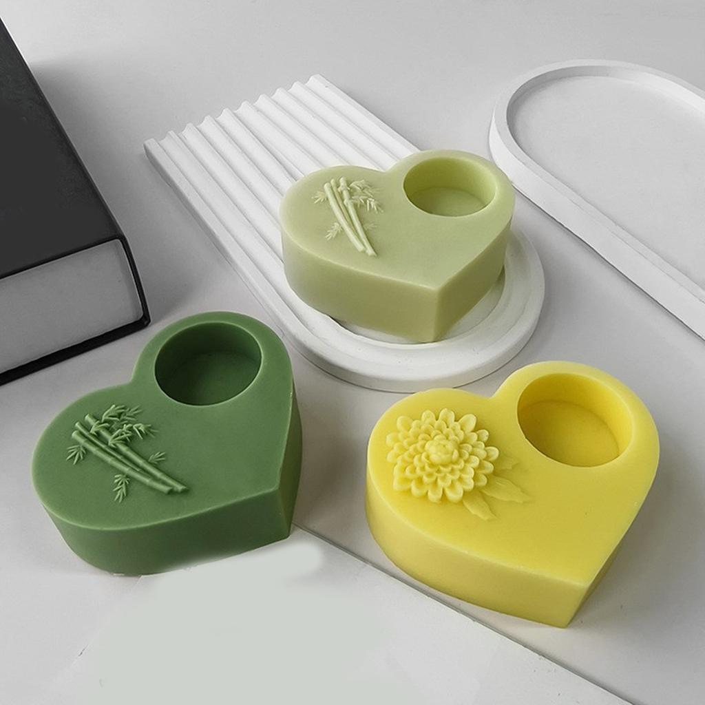 Epoxy Candlestick Silicone Mold Candle Base Mould Heart Shaped Candle Holder Molds Ornaments Home Decorations Mould