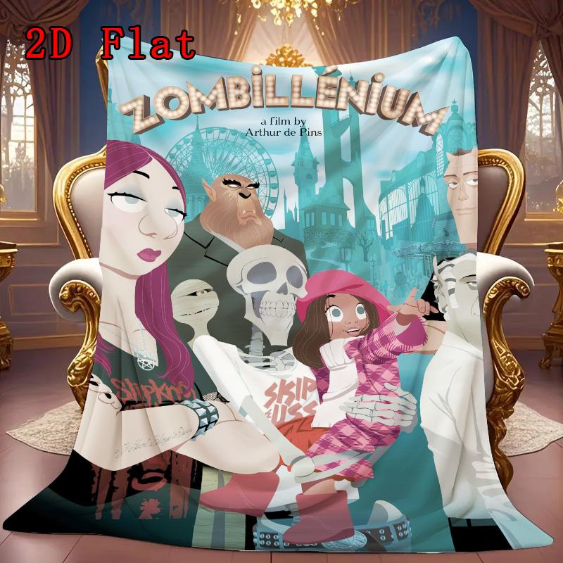 Zombillenium-inspired 2D Flat Pattern Flannel Blanket High quality All Seasons Warmth and Comfort Perfect for Christmas Gifts.PMT0914225