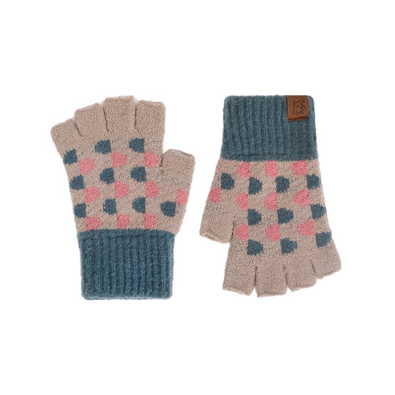 

Winter children s gloves retro geometric plaid finger gloves 6-9 years old girls fleece thickened thermal gloves men