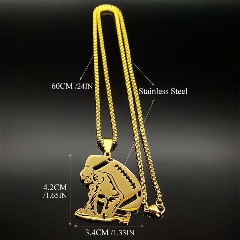Trend Rugby American Football Pendants Necklace For Women Men Stainless Steel Gold Silver Color Male Faith Chain Jewelry Gifts
