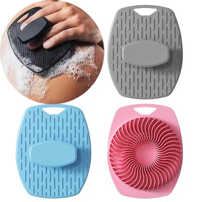 Silicone Body Scrubber Bath Wash Brush Exfoliating Body Brush Shower Face Scrubber Handle Wet & Dry Brushing for Man Women