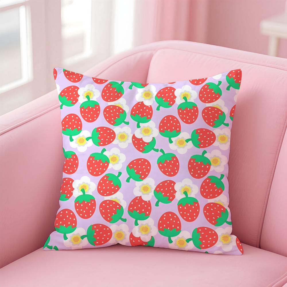 Fashionable Fruit Print Pattern Art Cushion Cover Pillowcase Short Plush Invisible Zipper Room Sofa Cushion Cover