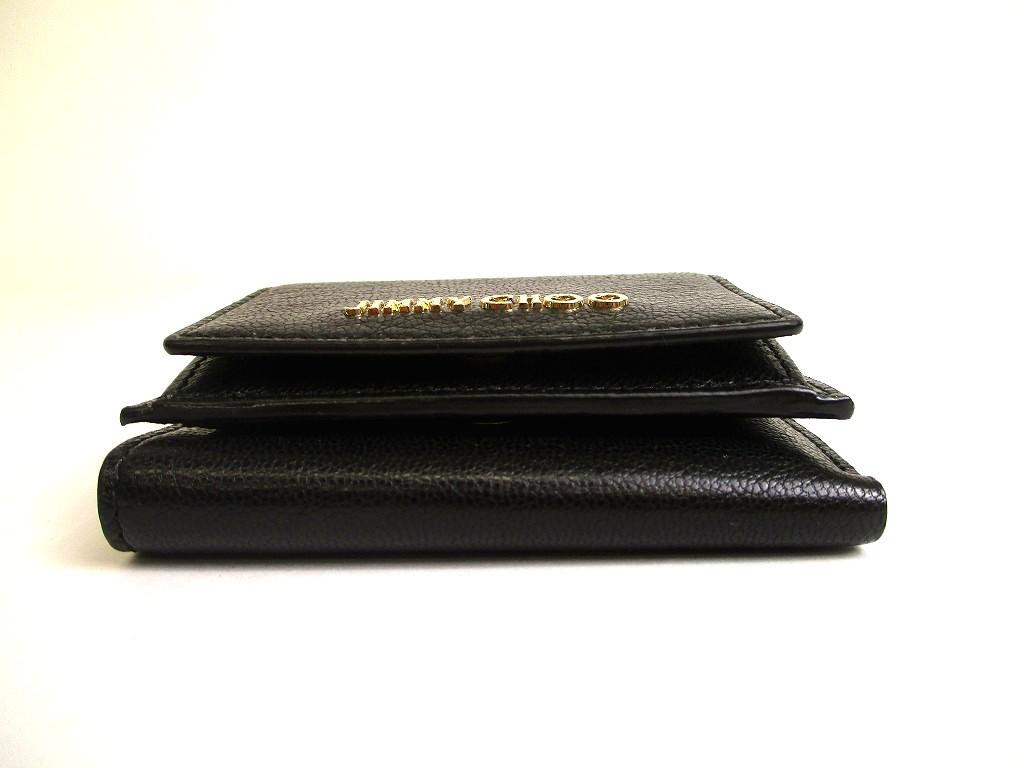 Authentic Jimmy Choo Metal Logo Black Leather Trifold Wallet Compact Wallet NAIMA #a789  Refurbished