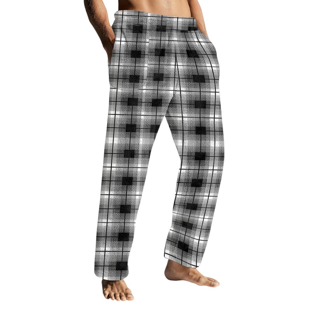 Herren Kordelzug Tasche Flanellhose Homewear Schlafhose