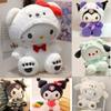 25cm Kawaii Sanrio Plush Toy Jade Dog Kuromi Dressing Doll Stuffed Animal Patung Dolls Birthday Gift Cuddly Fluffy Huggable Comfort Adorable Soft
