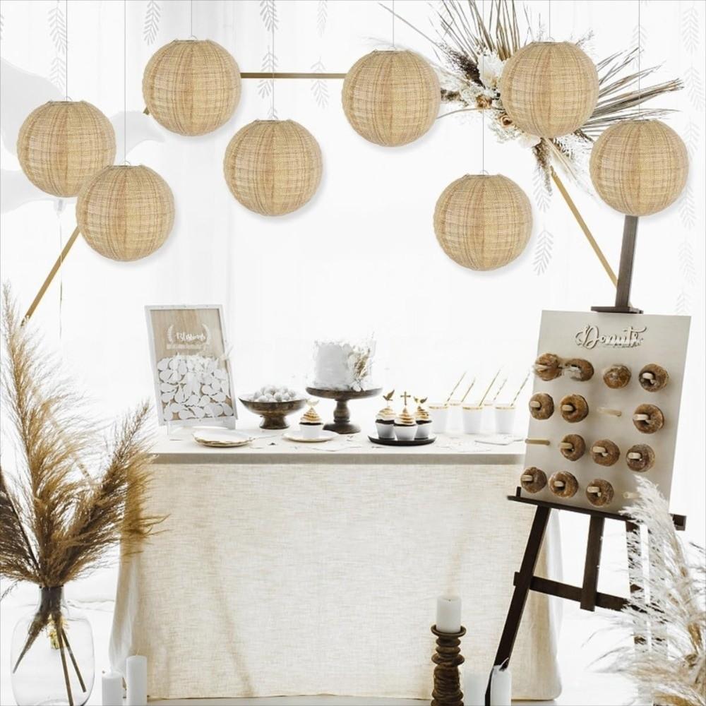 3PCS Paper Material Burlap Paper Lanterns Linen Material Hanging Lanterns Paper Lanterns  Weddings