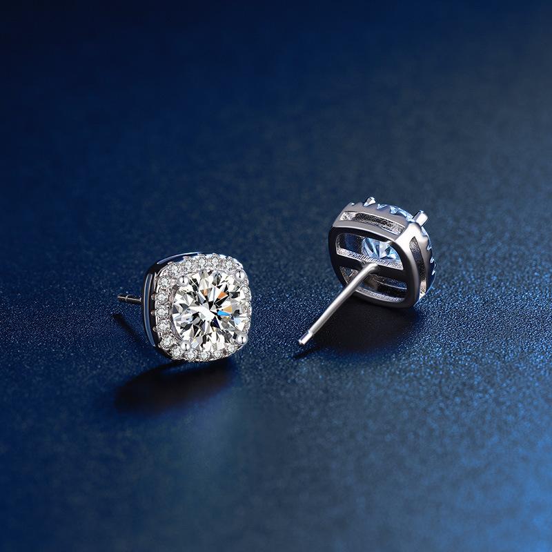 925 Silver 2CT 5A Zircon Stud Earrings for Women Luxury Wedding Engagement Party Gift
