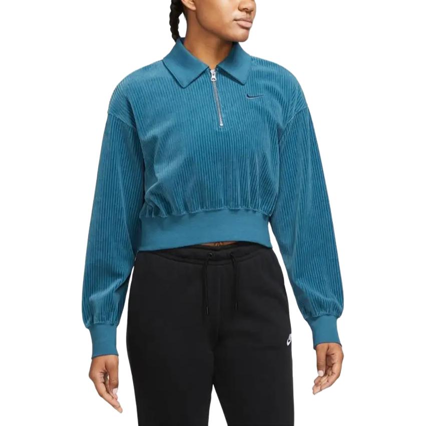 Nike Sportbekleidung Einfarbig Kurzarm Polo Sweatshirt Damen Sweatshirt Blau DQ5939-457
