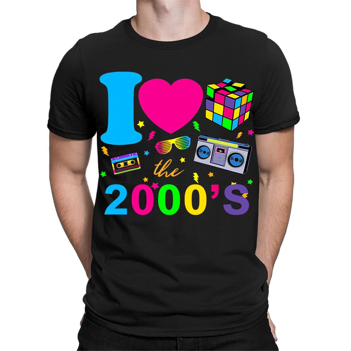 

I Love The 2000s Fancy Dress Neon Retro Vintage Mens Womens 100% Cotton T-shirt Mens Tees Tops Top #TA-36 M