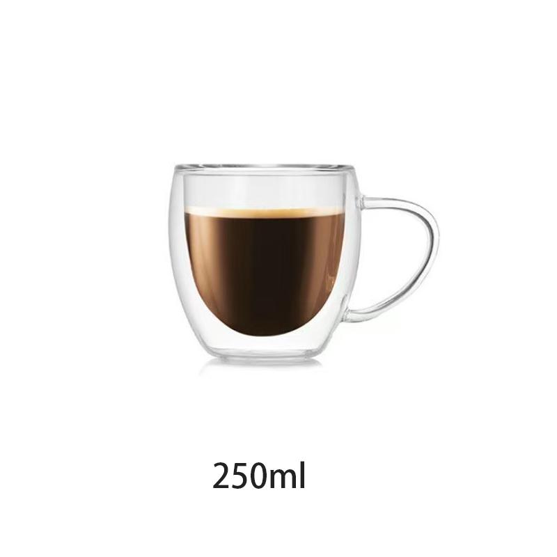 

250/350/450 мл Двойные стенки Прозрачный стеклянный кофейный стакан с ручкой Двойной слой теплоизоляции Высокотемпературный стакан для сока и молока 250-450ml