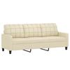 Vidaxl 3-Osobowa Sofa Z Poduszkami, Kremowa, 180 Cm, Sztuczna Skóra