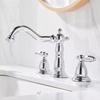 Tuqiu Brushed Gold Bathroom Faucet Antique Basin Faucet Brass Grey Sink Faucet 3 Hole Widespead Hot & Cold Wash Faucet Water Tap