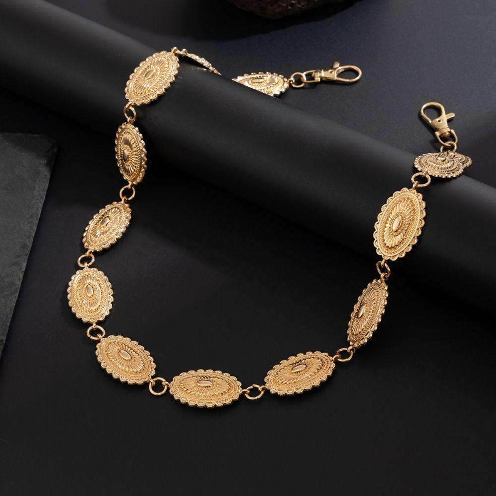 Jeans Chain Round Disk Waist Chain Zinc Zinc Zinc Alloy Pants Chain Personality Punk Belt Chain  Female