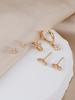 6pcs Romantic Sweet Cubic Zirconia Flower Pentagram Earrings Set for Women Daily Wear Fashion Jewelry Accessory