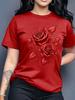 Women's Purple Rose Print Crew Neck Short Sleeve T-Shirt Casual Party Machine Washable Plus Size Top