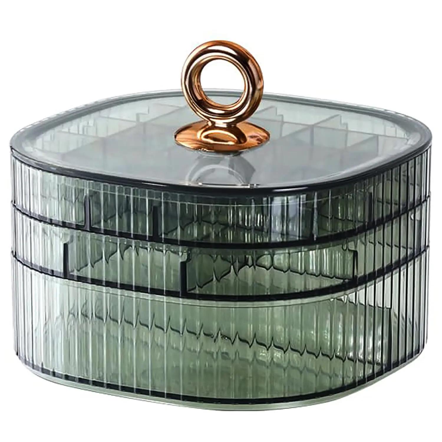 

Jewelry Box, Jewelry Organizer with Handle, Clear Jewelry Boxes for Women Girls, Make Up Organizer, Jewelry Storage Holder зелений