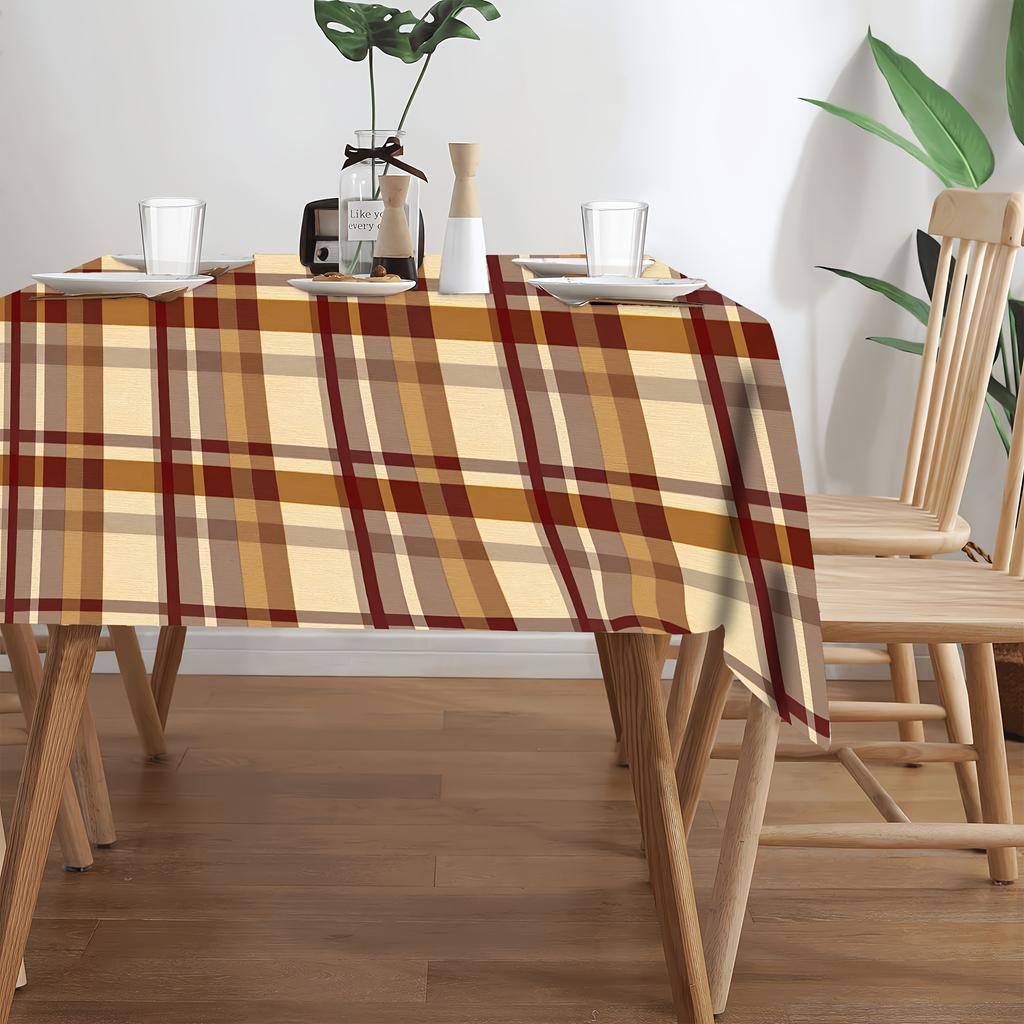 Klassische Karomuster Restaurantküchen-Tischdecke, dunkelbraun, cremefarben,
