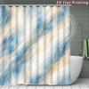4Pcs Marble Waves Shower Curtain Set with Non-Slip Bath Mat, Toilet Lid Cover, Contour Rug & 12 Hooks, Bathroom Decor