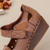 Women's Retro Cowhide Wedge Sandals - Summer Soft Sole Genuine Leather Platform Shoes