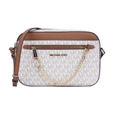 Mk Jet Set Monogram Logó Láncos Kameratáska Női Válltáska Vanília 35S1GTTC9B-VANILLA