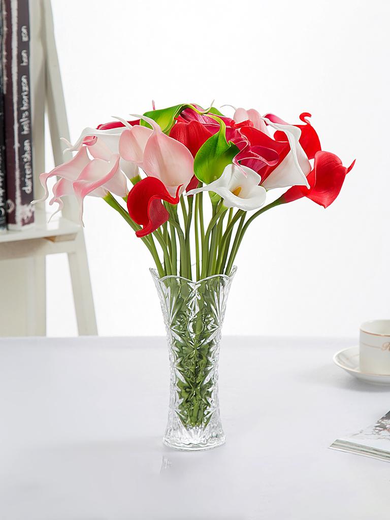 10 Pieces Real Touch Calla Lily Artificial Flowers White Wedding Bouquet Bridal Shower Party Home Flower Decoration Fake Flowers