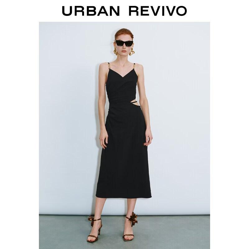 UR2026 Women s Pleated Cut-out Strap Dress M