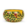 Ceramic Attractively Hand Painted Gorgeous Stoneware Yarn Ball Storage Bowl with Innovative Dispensing Curl (Medium, Yellow Shrubs)
