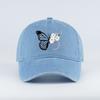 Butterfly and Daisy Print Washed Baseball Cap – Adjustable Unisex Retro Floral Sun Hat, Perfect for Camping and Vacations