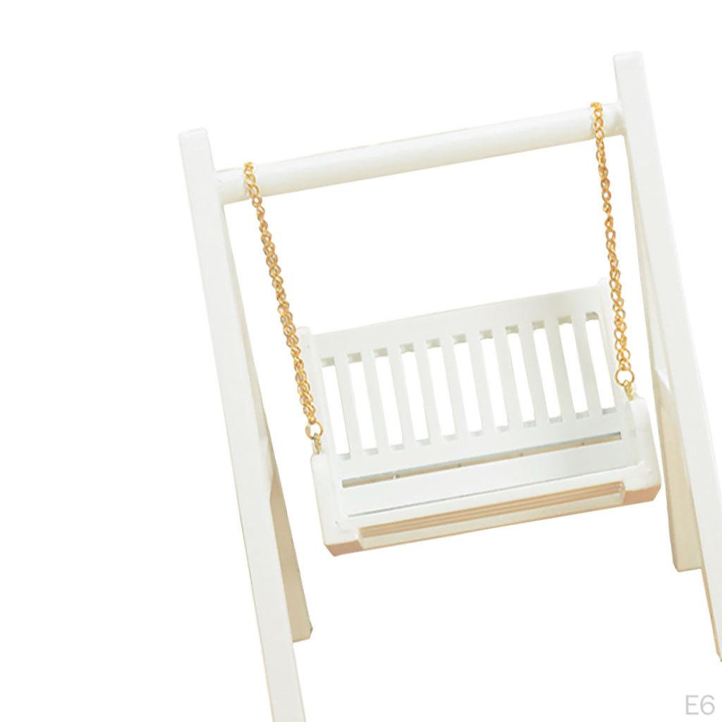 /12 Exquisite Miniature Wooden Porch Swing for Garden Doll Craft Kids Pretend Play Toy