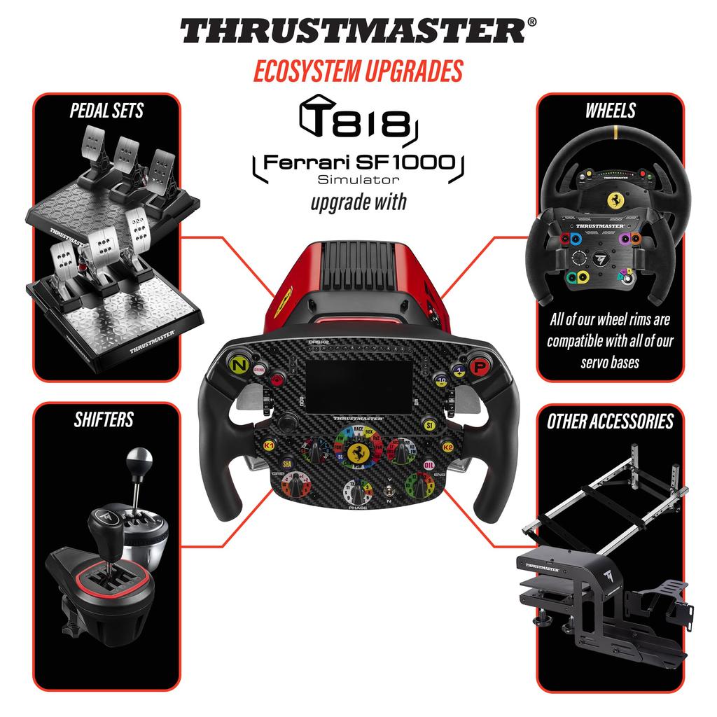 Thrustmaster Steering Controller T818 FERRARI SF1000 Direct Force Feedback Interchangeable Officially Licensed by Ferrari []Thrustmaster - SIM, Drive,