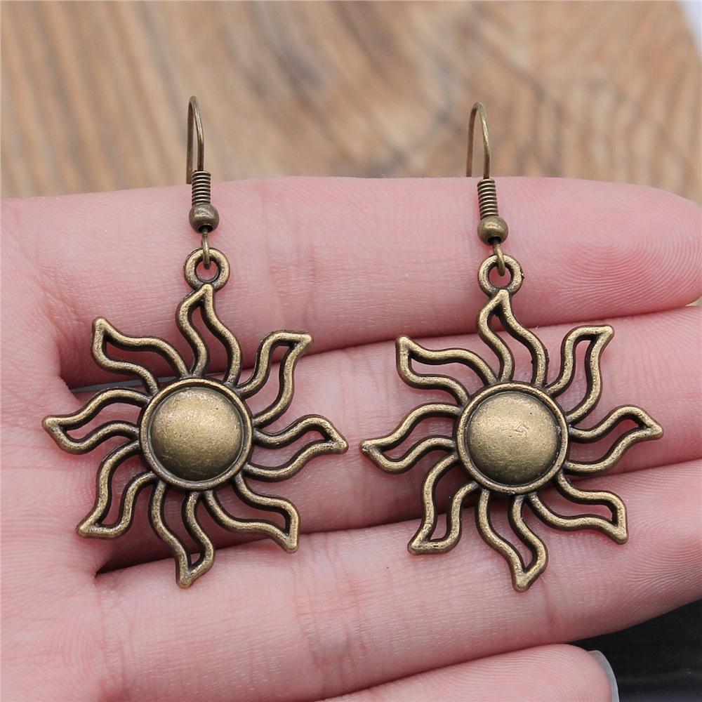 25 Styles Vintage Antique Bronze Plated Moon Sun Star Dangle Drop Earrings For Women Inspired Statement Wiccan Jewelry Gift