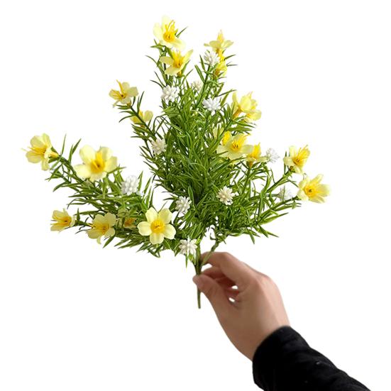 

Artificial Babysbreath with Green Leaves UV Resistant 7-Fork Fake Silk Flower Home Office Wedding Party Indoor Outdoor Faux Bloom Decoration жёлтый