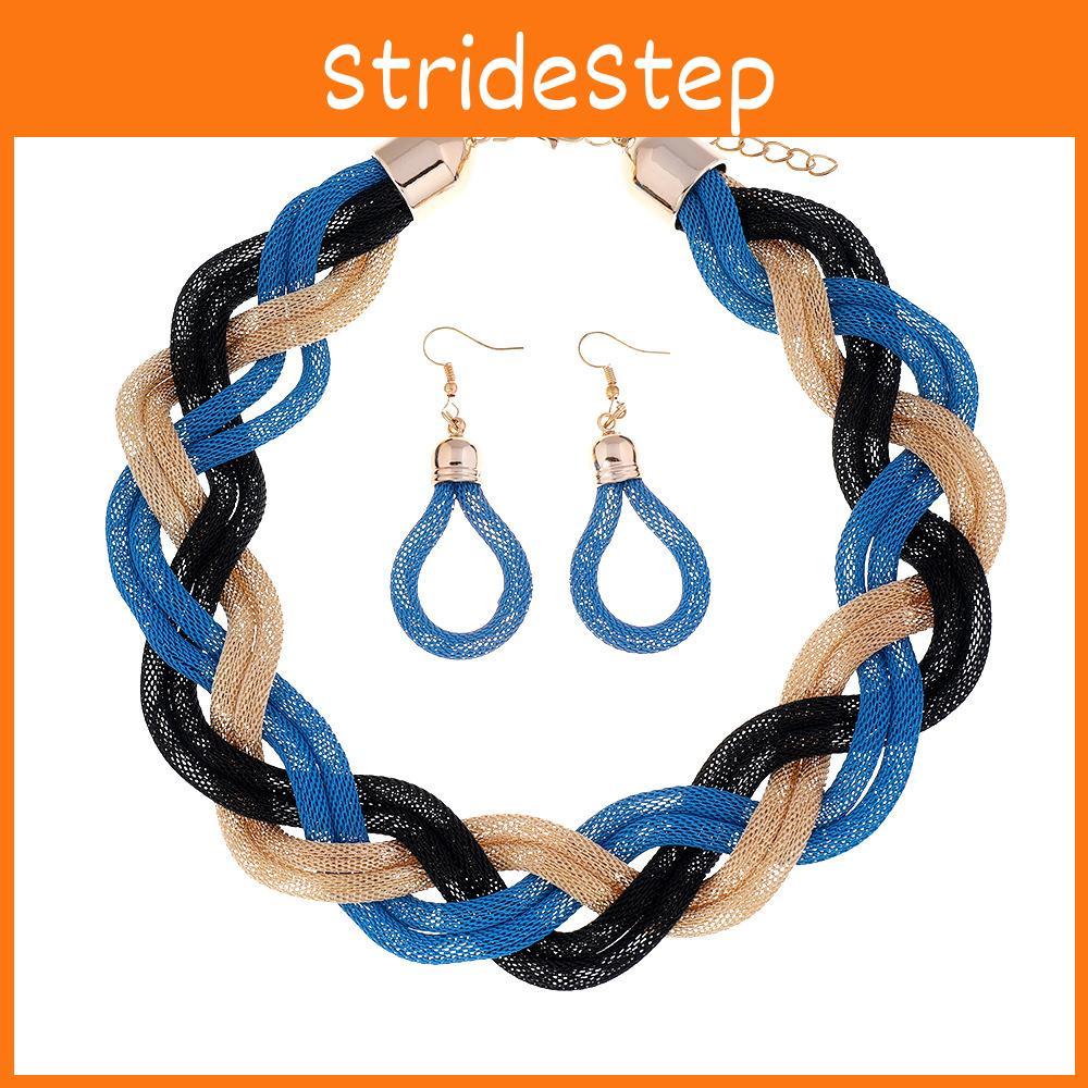 European Style Necklace And Earrings Jewelry Set With Geometric Design For Women