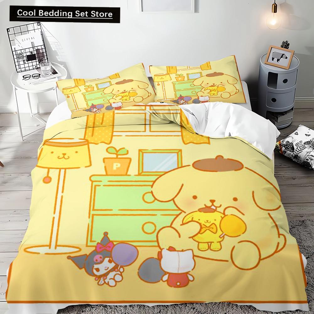 Duvet Cover Pompompurin Bedding Set Pillowcase Quilt Cover Bedding Set Children's Gift 2pcs/3pcs Full Size Single Double