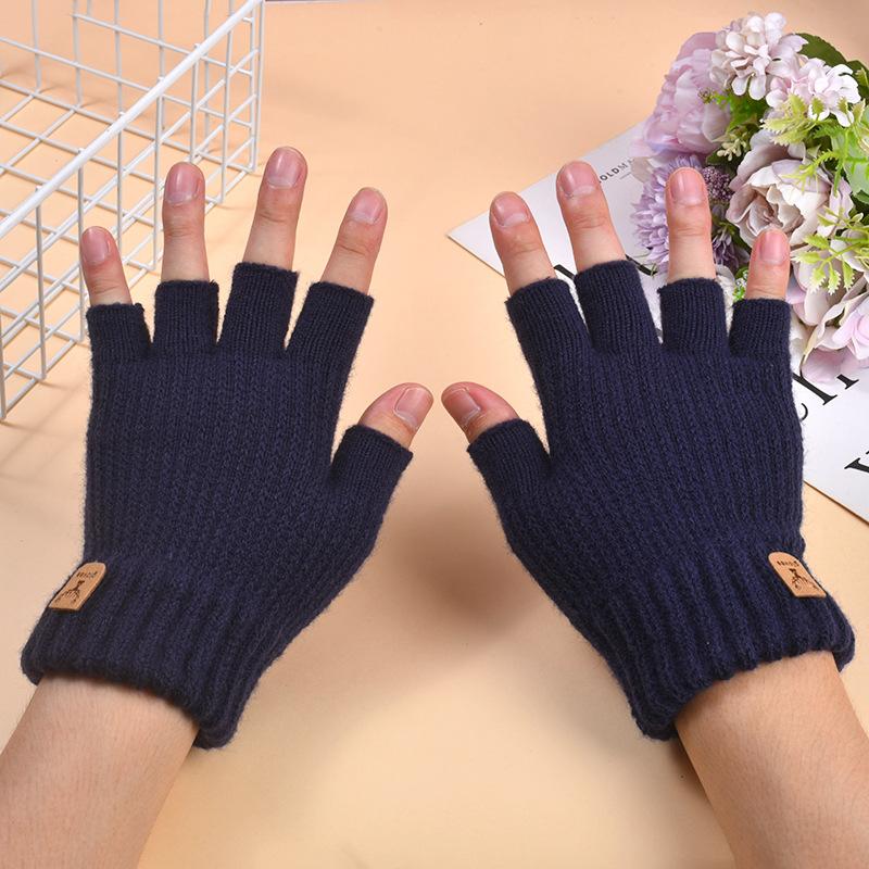 Winter gloves men's plush thickened warm winter gloves men's plush wool knitted gloves