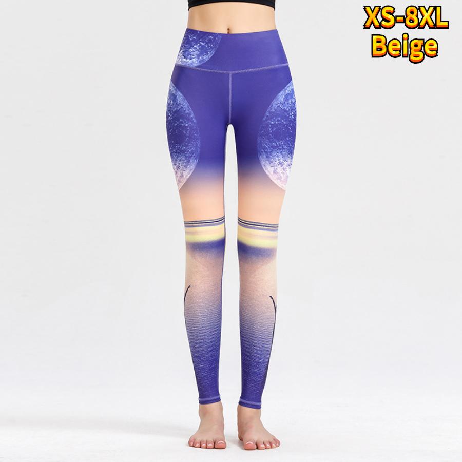 

Женские синие эластичные леггинсы с принтами ледяного озера для йоги, фитнеса, бега, тренажерного зала, спортивные брюки для активного отдыха XS бежевый