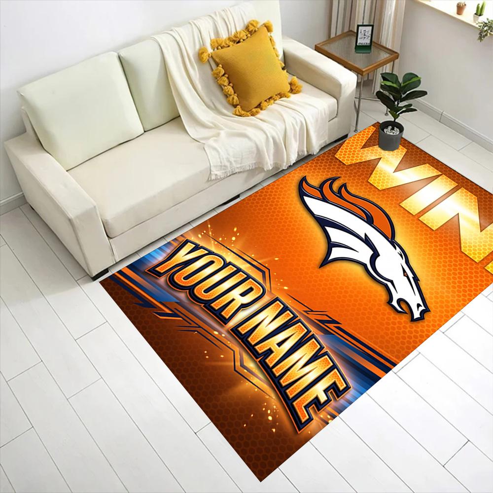 Denver Broncos Logo Customized Name Carpet Perfect for Kitchen Hallway Entryway Dormitory Anti-slip Rug Anime Office Decor